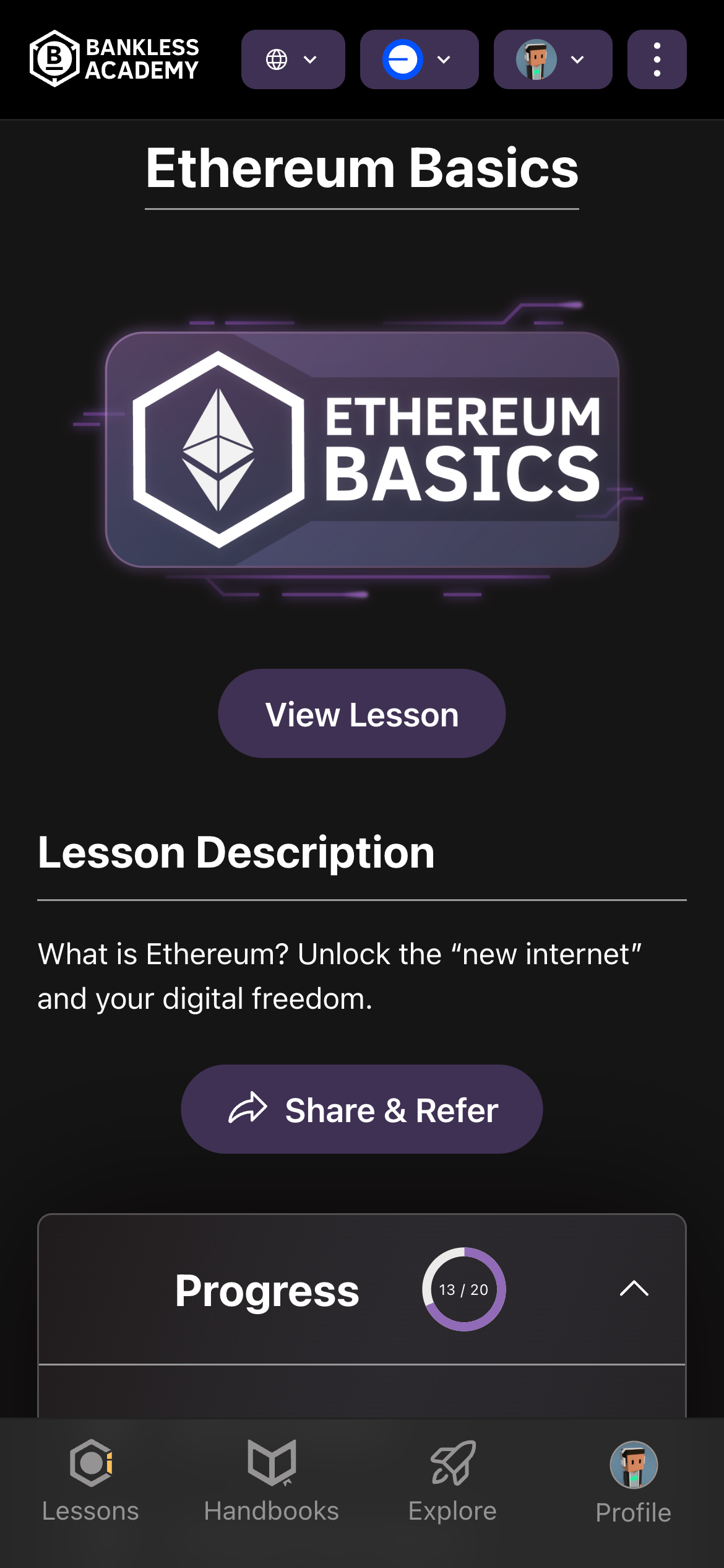 Bankless Academy - Farcaster Mini Apps screenshot